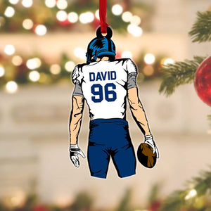 American Football Player Pose Personalized Acrylic Ornament - Ornament - GoDuckee