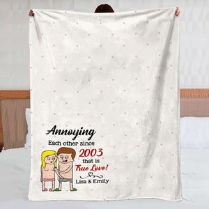 Annoying Each Other That Is True Love Personalized Funny Couple Blanket, Gift For Couple - Blanket - GoDuckee