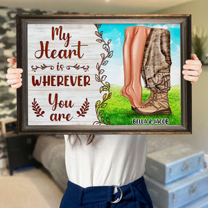 Personalized Military Couple Poster - My Heart Is Wherever You Are - Poster & Canvas - GoDuckee