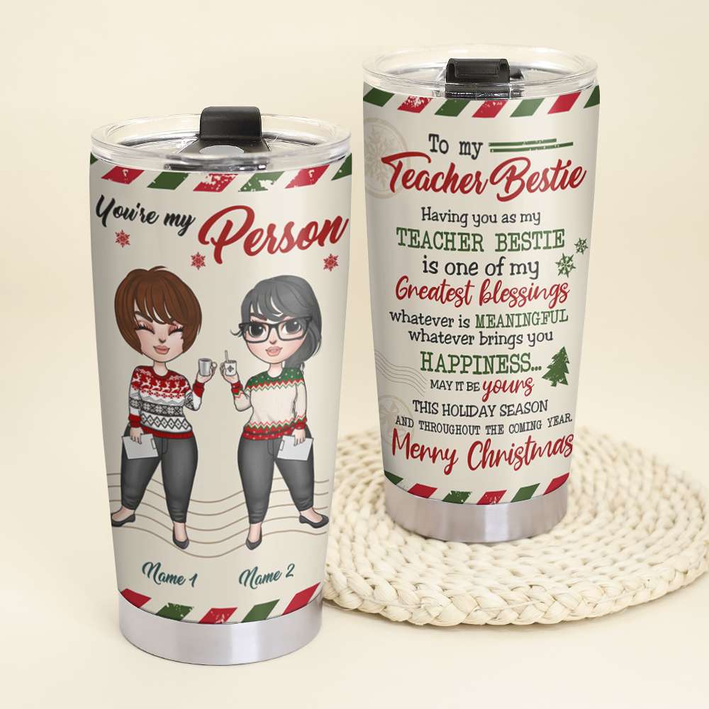 Personalized Bestie Teacher Tumbler Cup - You're My Person - Tumbler Cup - GoDuckee