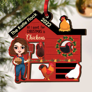 All I Want For Christmas Is Chickens Personalized Wood Ornament, Christmas Gift - Ornament - GoDuckee