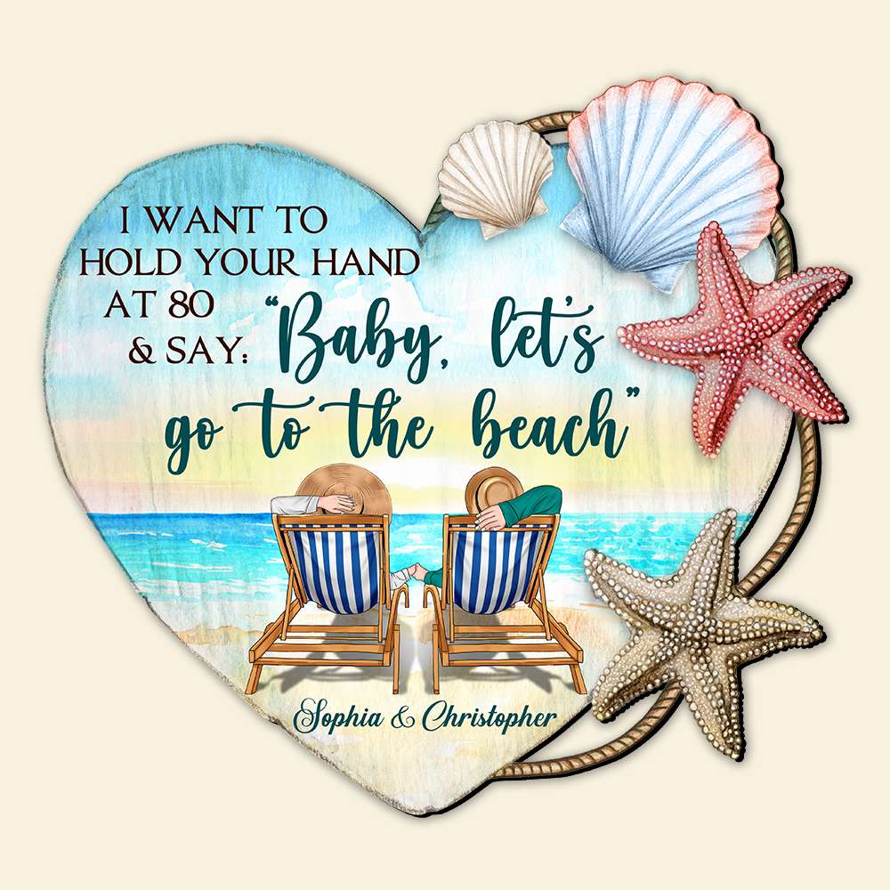 Baby Let's Go To The Beach Personalized Layer Wood Sign - Wood Sign - GoDuckee