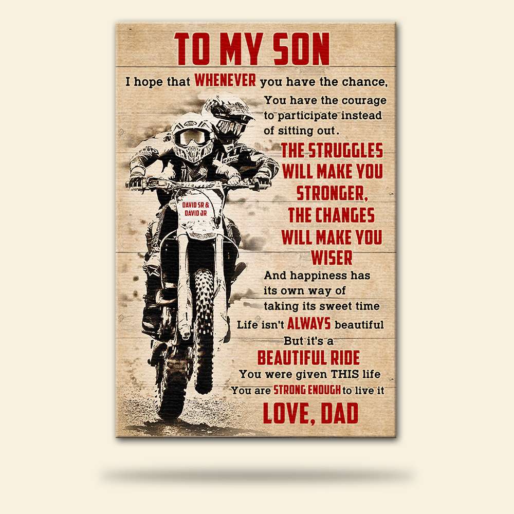 Personalized Motocross Father & Son Poster - Struggles Will Make You Stronger - Vintage - Poster & Canvas - GoDuckee