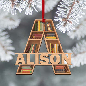 Personalized Book Wood Ornament, Custom Alphabet Letters, Christmas Gift For Book Lovers - Ornament - GoDuckee