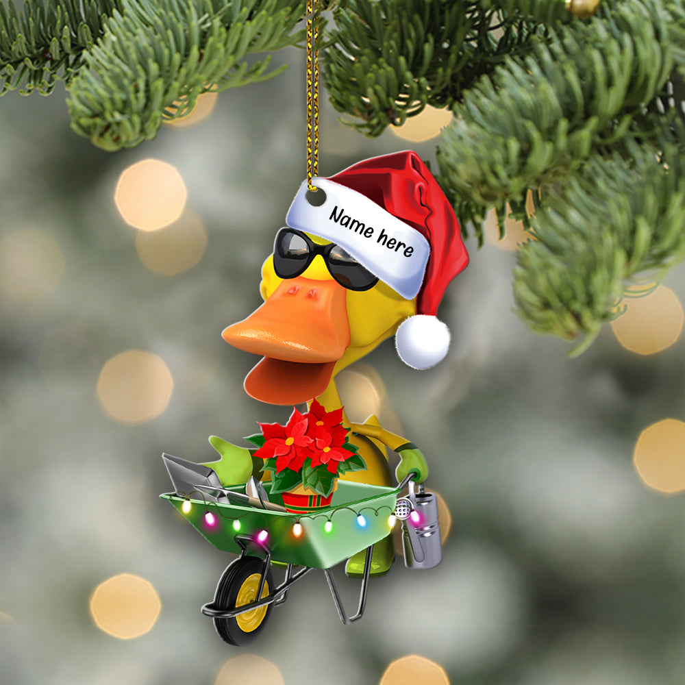 Gardening Duck - Personalized Christmas Ornament- Christmas Gift For Gardeners - Ornament - GoDuckee
