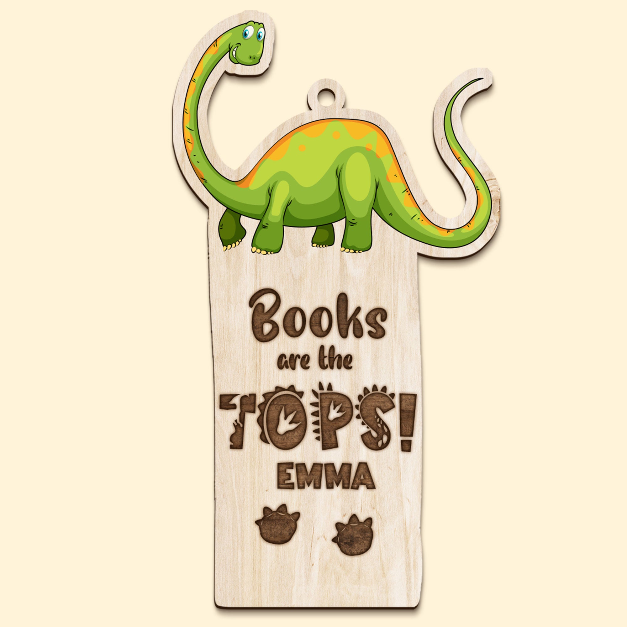 Books Are The Tops Personalized Dinosaur Wooden Bookmark Gift For Book Lovers - Bookmarks - GoDuckee