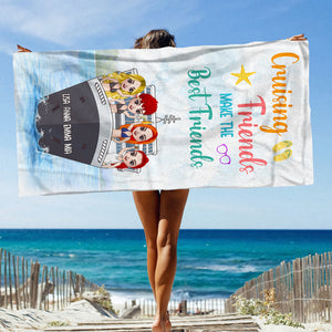 Cruising Friends - Personalized Beach Towel - Gift For Salty Sisters, Best Friend, Girls Trip - Beach Towel - GoDuckee