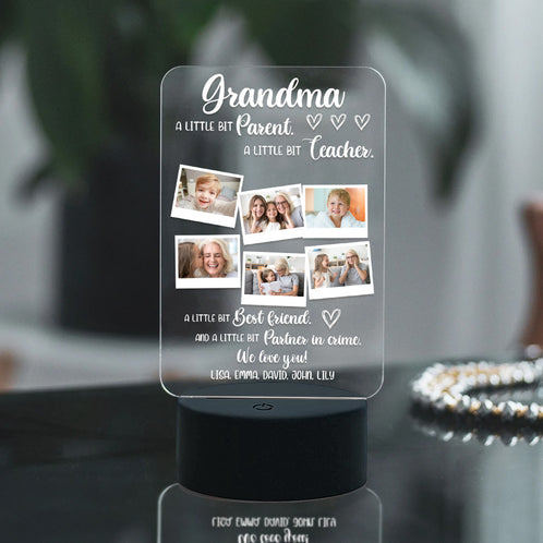 Grandma Alittle Bit Of Parent A Little Bit Teacher We Love You Personalized Led Night Light - Led Night Light - GoDuckee