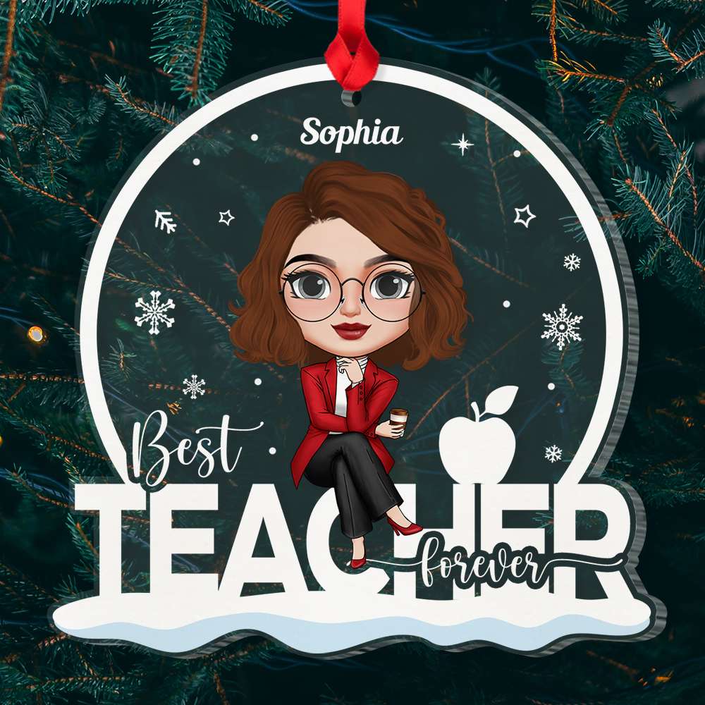 Personalized Custom Shape Ornament, Best Teacher Forever - Ornament - GoDuckee