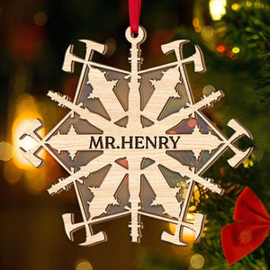 Firefighter Snowflake, Personalized 2 Layered Mix Ornament, Christmas Gift - Ornament - GoDuckee