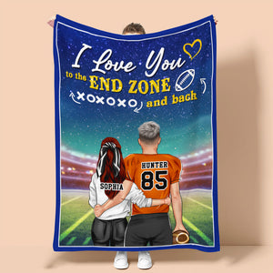 Personalized American Football Couple Blanket - I Love You To The End Zone and Back - Blanket - GoDuckee