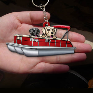 Dog On The Pontoon Personalized Pontoon Dog Keychain Gift For Dog Lovers, Pontoon Lovers - Keychains - GoDuckee