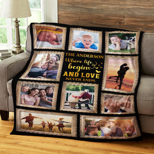 Family Where Life Begins And Love Never Ends, Personalized Blanket - Upload Image - Blanket - GoDuckee