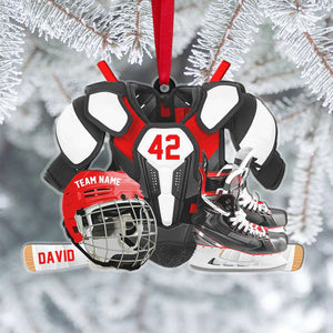 Hockey Gear Personalized Acrylic Ornament, Christmas Tree Decor for Hockey Players - Ornament - GoDuckee