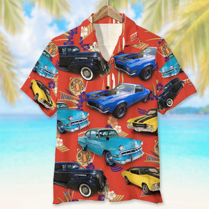 Custom Classic Car Photo Hawaiian Shirt, Tiger Pattern - Hawaiian Shirts - GoDuckee