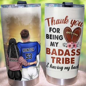 American Football - Personalized Couple Tumbler Cup - My Badass Tribe - My Badass Tribe - Tumbler Cup - GoDuckee