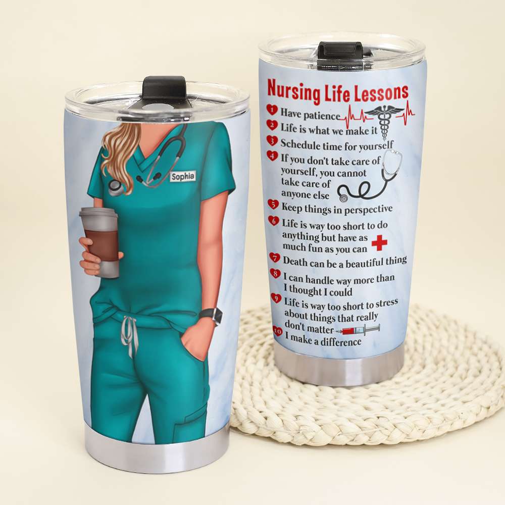 Nursing Life Lessons, Personalized Tumbler with Custom Nurse Uniform, Gift for Nurses - Tumbler Cup - GoDuckee