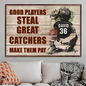 Personalized Baseball Player Poster - Great Catchers Make Them Pay - Custome Name. Number - Poster & Canvas - GoDuckee