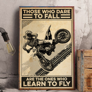 Vintage Motocross Poster - Those Who Dare To Fall - Poster & Canvas - GoDuckee