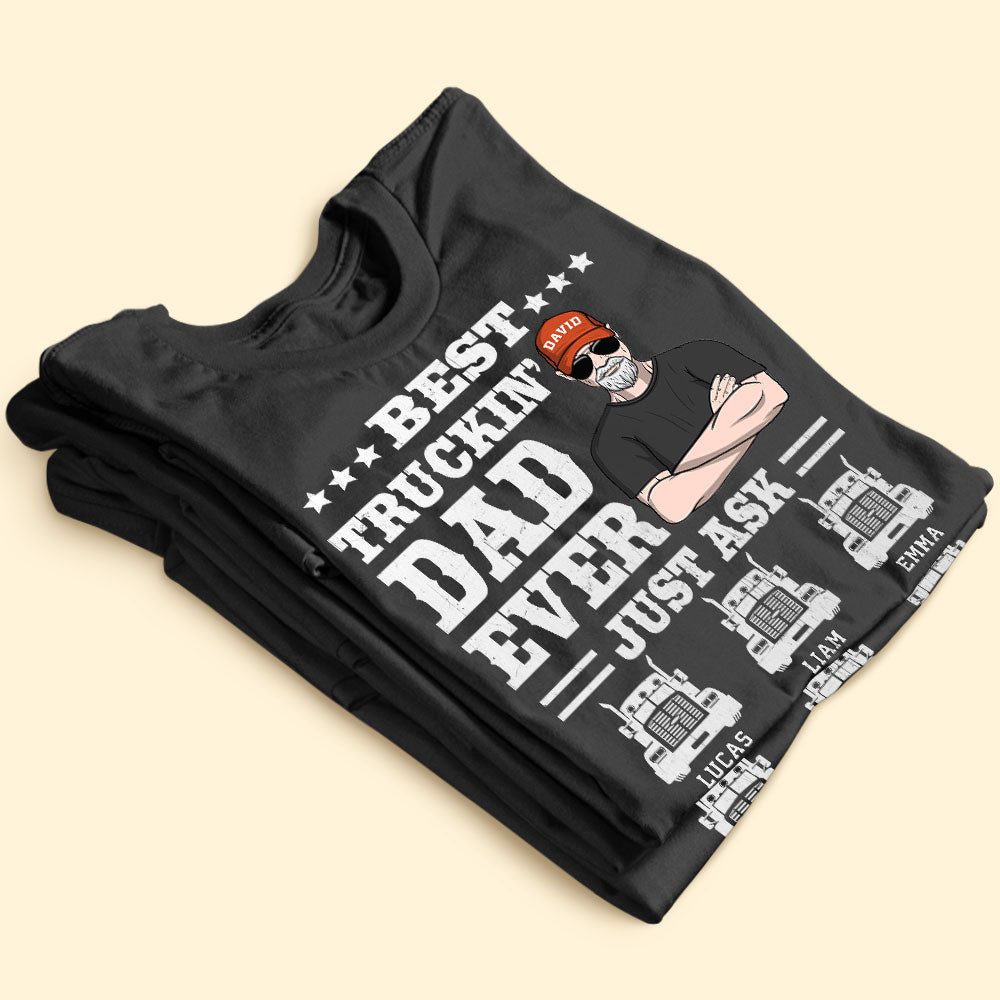 Best Truckin' Dad Ever Personalized Trucker Shirt Gift For Dad - Shirts - GoDuckee