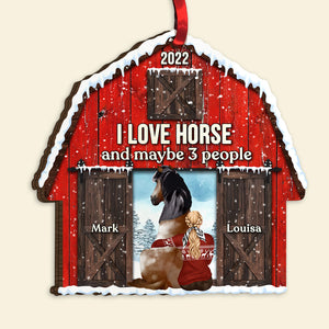 I Love Horse And Maybe 3 People Personalized Wood Ornament - Ornament - GoDuckee