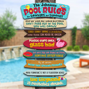 Pool Rules For Drinkers And Dummies Personalized Pool Pallet Sign - Wood Sign - GoDuckee