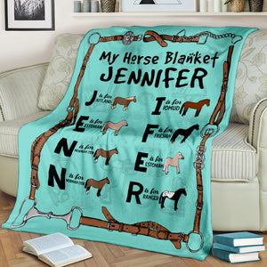 Personalized Horse Letter Alphabet Blanket - My Horse Blanket - Blanket - GoDuckee