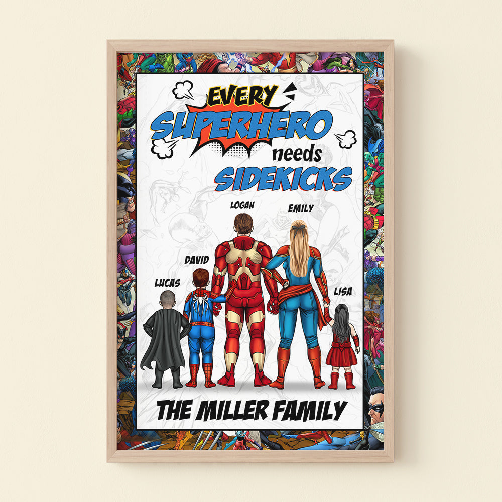 Every Super Family Needs Sidekicks Personalized Canvas Printed, Gift For Family - Poster & Canvas - GoDuckee