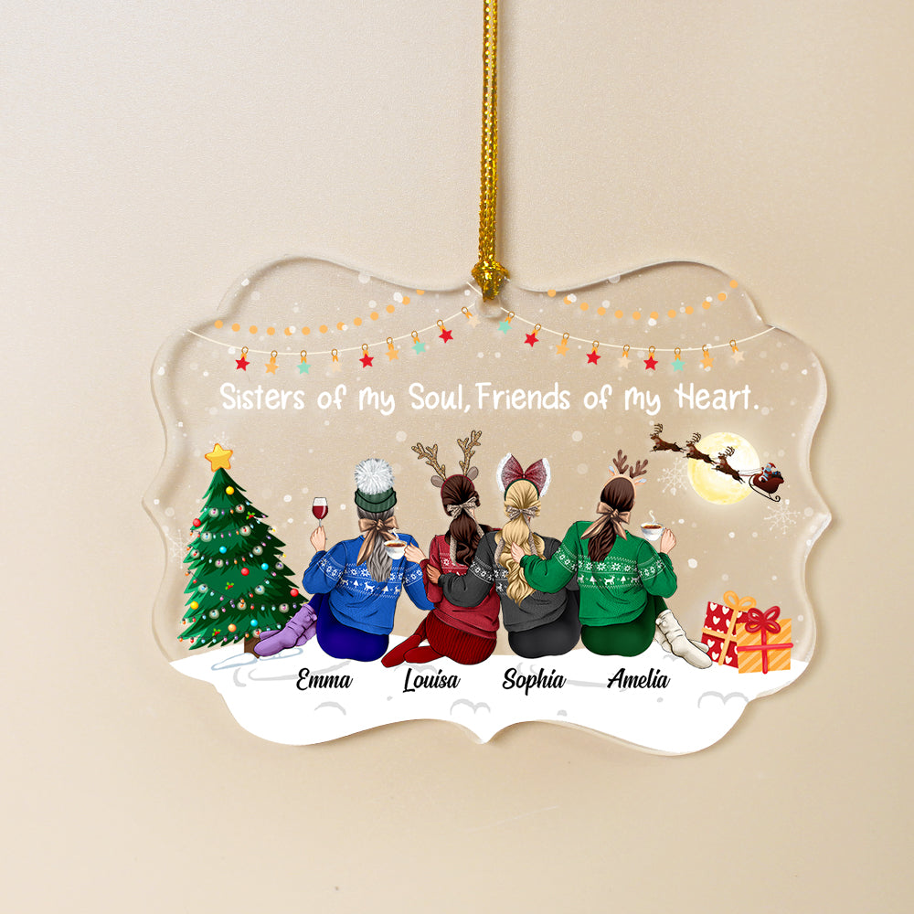 Sisters Of My Soul Personalized Medallion Acrylic Ornament - Ornament - GoDuckee