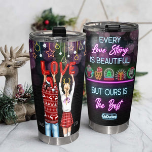 Every Love Story Is Beautiful But Ours Is The Best, Christmas Couple Tumbler - Tumbler Cup - GoDuckee