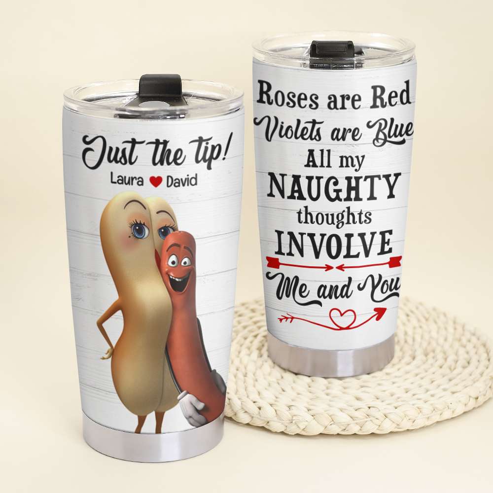 Personalized Funny Couple Tumbler - All My Naughty Thoughts Involve Me and You - Tumbler Cup - GoDuckee