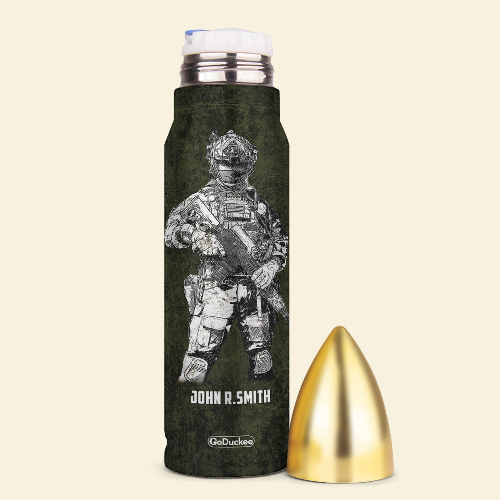 Personalized Bullet Thermos Tumbler, Father's Day Gift, Military