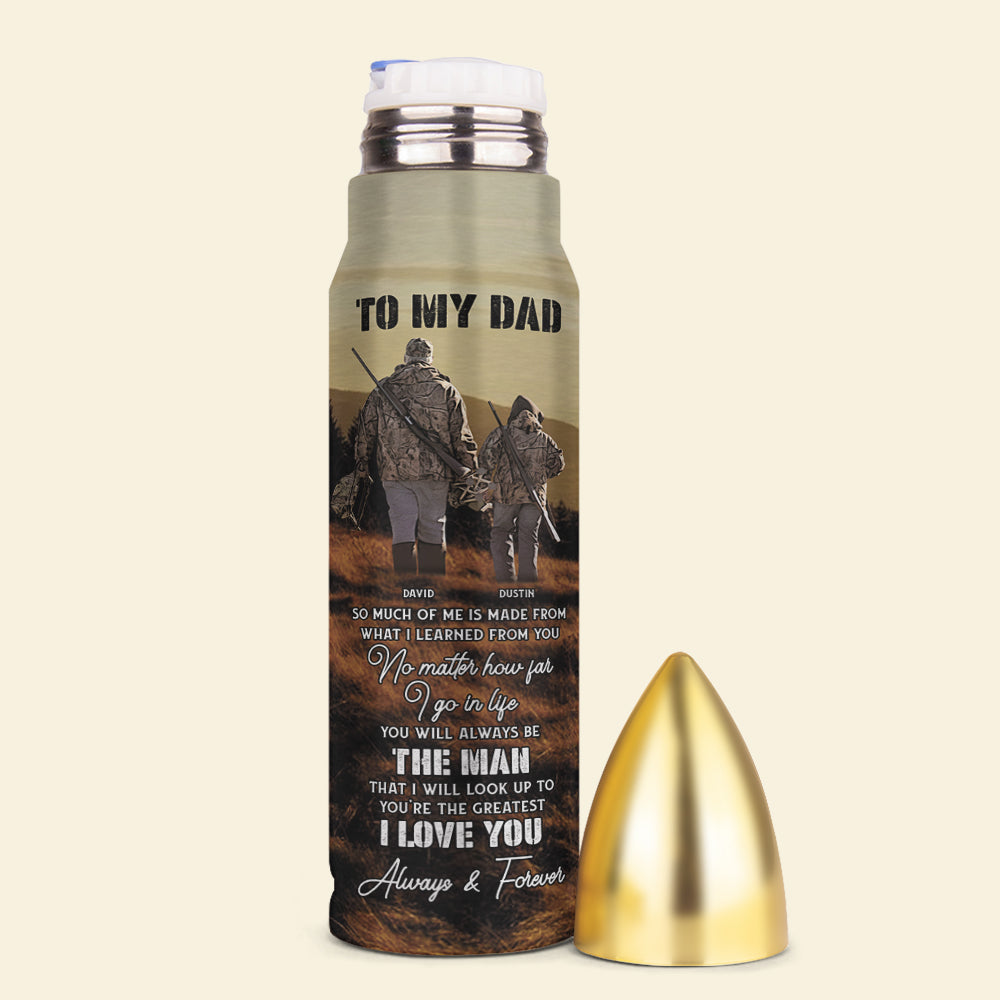 Hunting Dad Best Buckin' Dad Ever, Personalized Bullet Tumbler, Gifts for Dad, Dad and Son Hunting Trip ABT0511 - Water Bottles - GoDuckee