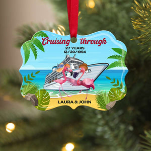 Cruise Flamingo Couple - Personalized Ornament - Ornament - GoDuckee