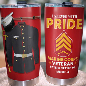 Personalized Military Tumbler Cup - I Served With Pride - Uniform - Tumbler Cup - GoDuckee