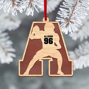 Personalized American Football Ornament, Christmas Gift For Football Lovers - Custom Letter and Pose - Ornament - GoDuckee