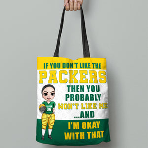 American Football Personalized All Over Tote Bag - You Probably Won't Like Me and I'm Okay With That - Tote Bag - GoDuckee