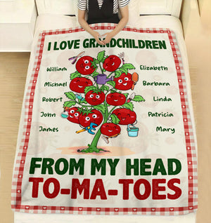 I Love GrandChildren From My Head- Gift For Grandparents- Personalized Blanket - Garden Grandparent blanket - Blanket - GoDuckee