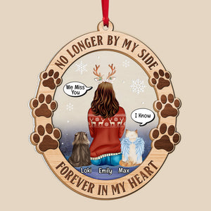 No Longer By My Side Forever In My Heart, Personalized Cat 2 Layered Mix Ornament - Ornament - GoDuckee