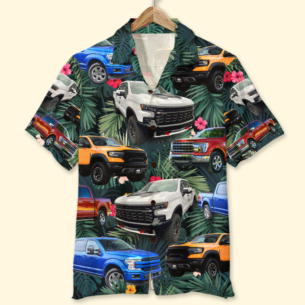 Custom Pickup Truck Photo Hawaiian Shirt, Tropical Pattern, Summer Gift - Hawaiian Shirts - GoDuckee
