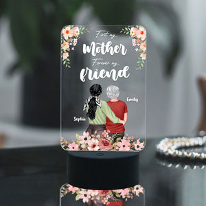 Personalized Mother & Daughter Led Night Light - First My Mother Forever My Friend - Family Hug Back View MOM2104 - Led Night Light - GoDuckee