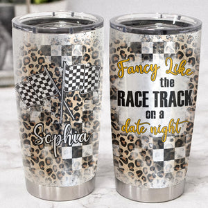 Personalized Checkered Racing Tumbler - For Racing Girl Fancy like the race track on a date night - Tumbler Cup - GoDuckee
