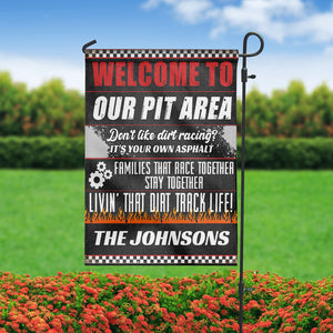 Personalized Gifts Ideas For Racing Lovers, Welcome To Our Pit Area Custom Flag - Flag - GoDuckee