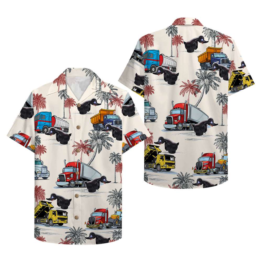 Duck Truck Pattern Hawaiian Shirt, Aloha Shirt For Trucker - Hawaiian Shirts - GoDuckee