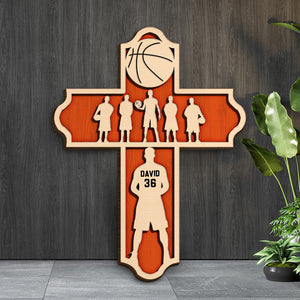 Basketball Player Insider A Cross - Personalized 3D Wood Art - Gift for Basketball Players - Wood Sign - GoDuckee