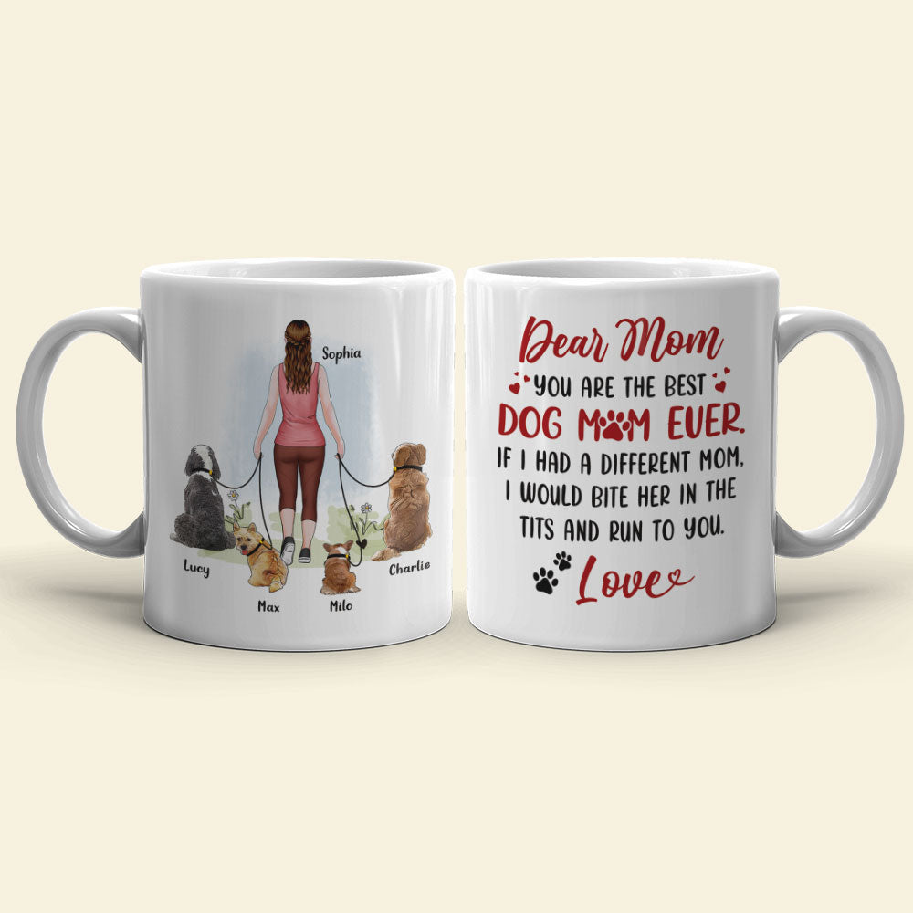 Dear Mom You Are The Best Dog Mom Ever - Personalized Dog Mom Mug - Gift For Dog Lovers - Coffee Mug - GoDuckee