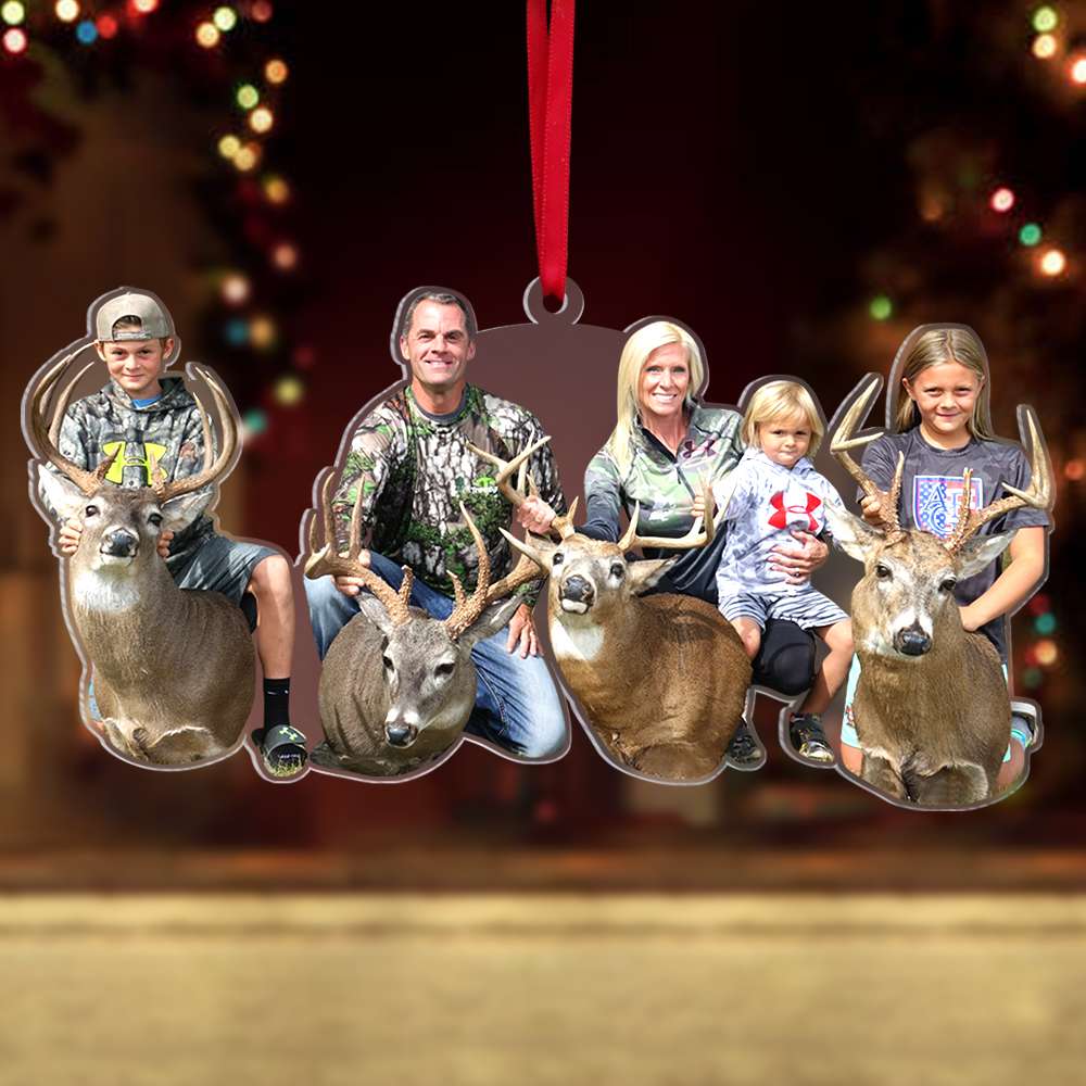 Custom Photo Deer Hunting Ornament, Christmas Tree Decor, Gift For Hunter - Ornament - GoDuckee