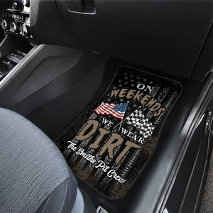 Personalized Dirt Tracking Racing Car Mat, On Weekends We Wear Dirt, Checkered Flag - Doormat - GoDuckee