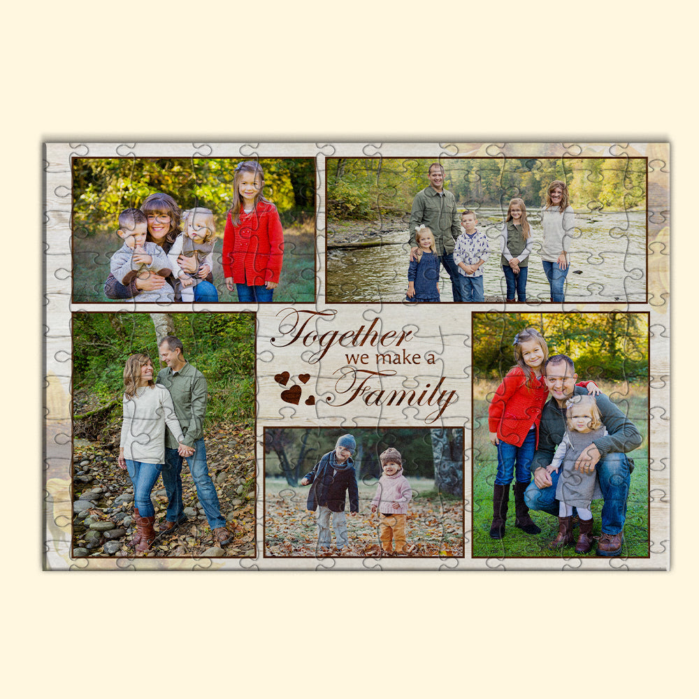 Together We Make A Family Personalized Family Wood Puzzle Gift For Family - Wood Sign - GoDuckee