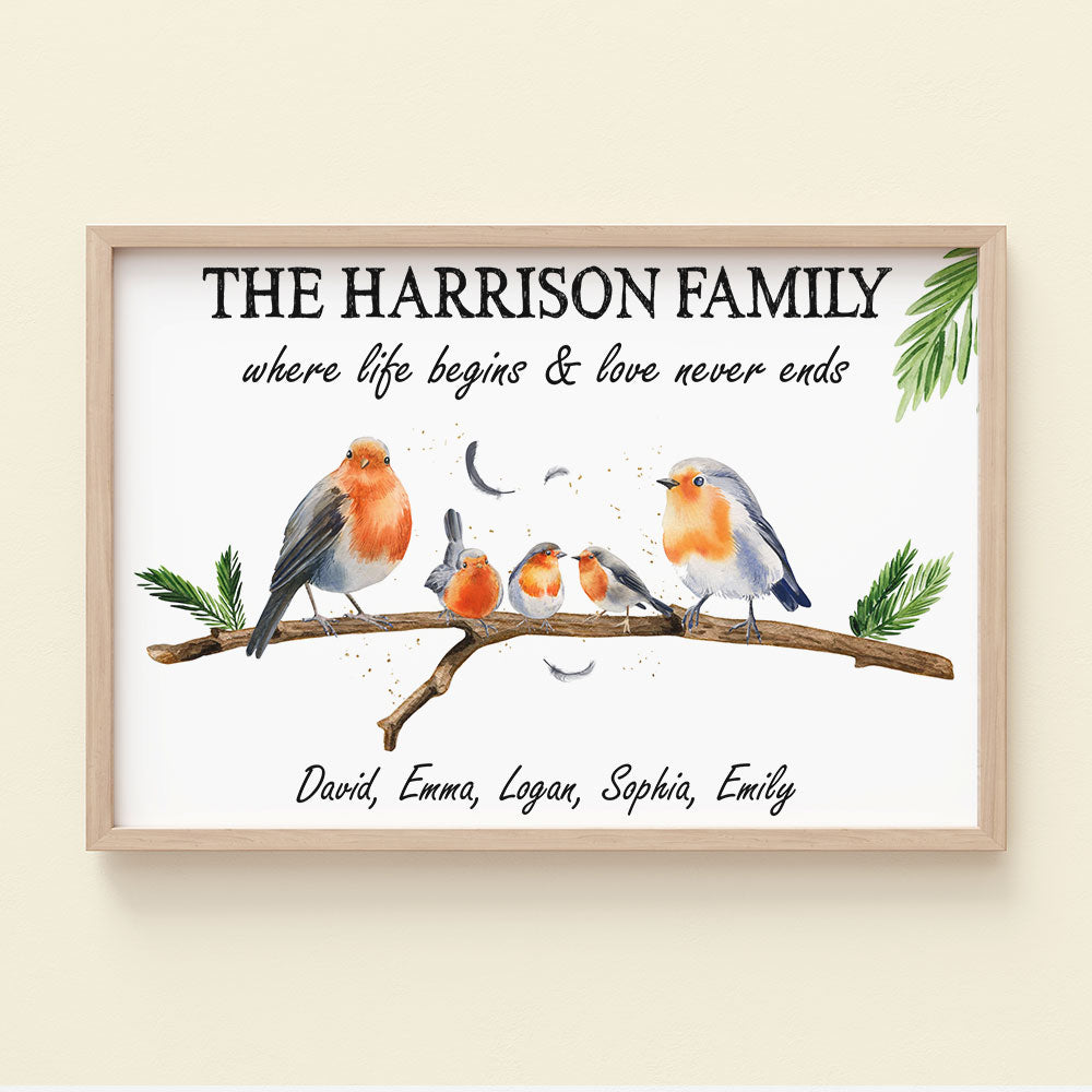 Where Life Begins & Love Never Ends Personalized Bird Family Canvas Print, Gift For Family - Poster & Canvas - GoDuckee